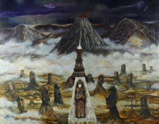 Zgromadzenie – obraz olejny na płótnie 100×80 cm | Tomasz Nowicki